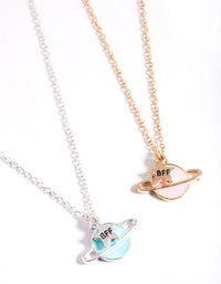 Mixed Metal Best Friend Saturn Necklace Pack - link has visual effect only