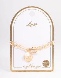 Gold Chunky Coin & Pearl Bracelet - link has visual effect only