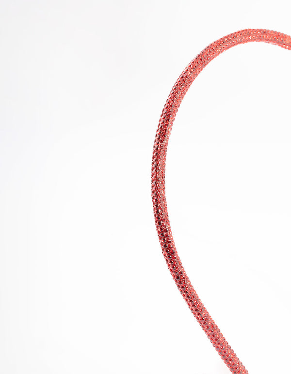 Red Rounded Diamante Headband
