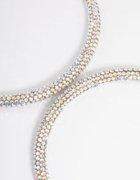 Silver 85mm Diamante Crust Hoop Earrings - link has visual effect only