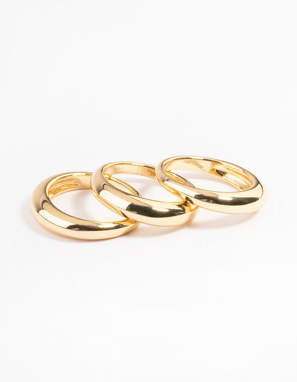 Gold Plated Medium Dome Ring Pack
