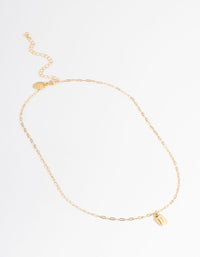 Letter 'T' Gold Plated Rectangle Pendant Initial Necklace - link has visual effect only