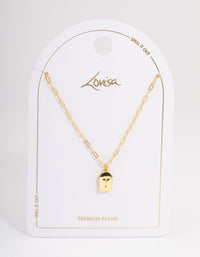 Letter 'T' Gold Plated Rectangle Pendant Initial Necklace - link has visual effect only