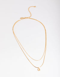Letter G Gold Plated Layered Diamante Initial Necklace - link has visual effect only