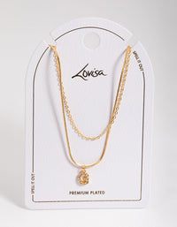 Letter G Gold Plated Layered Diamante Initial Necklace - link has visual effect only