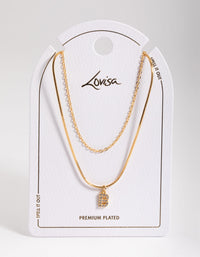 Letter B Gold Plated Layered Diamante Initial Necklace - link has visual effect only