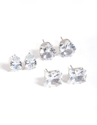 Rhodium Statement Stud Earrings Pack - link has visual effect only