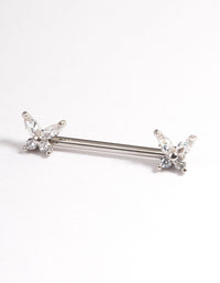 Surgical Steel Butterfly Nipple Bar - link has visual effect only