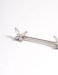 Surgical Steel Butterfly Nipple Bar - link has visual effect only