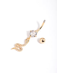 Gold Plated Surgical Steel Crystal Snake Drop Belly Ring - link has visual effect only