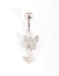 Titanium Double Butterfly Belly Ring - link has visual effect only