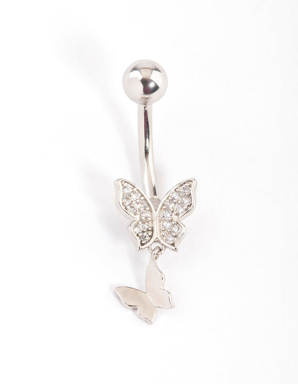 Titanium Double Butterfly Belly Ring