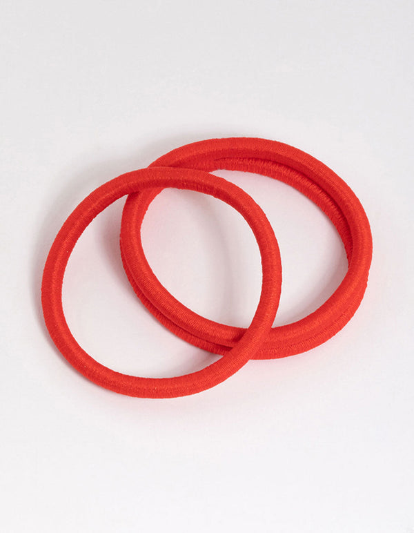 Red Fabric Classic Hair Tie Pack