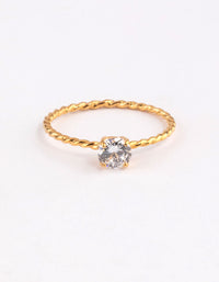 Gold Sterling Plated Cubic Zirconia Twist Engagement Ring - link has visual effect only