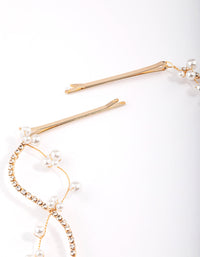 Gold Diamante Pearl Twist Hair Drape - link has visual effect only