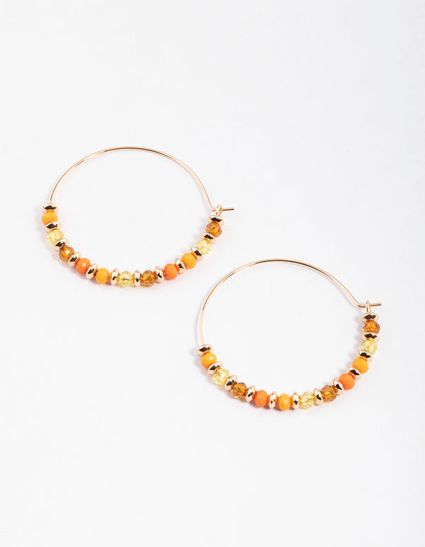 Orange Round & Oval Medium Hoop Earrings