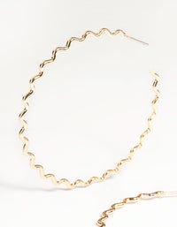Gold Wavy Hoop Earrings - link has visual effect only