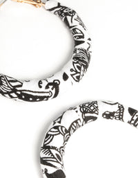 Gold Black & White Print Hoop Earrings - link has visual effect only