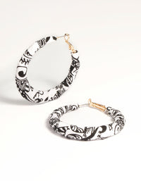 Gold Black & White Print Hoop Earrings - link has visual effect only