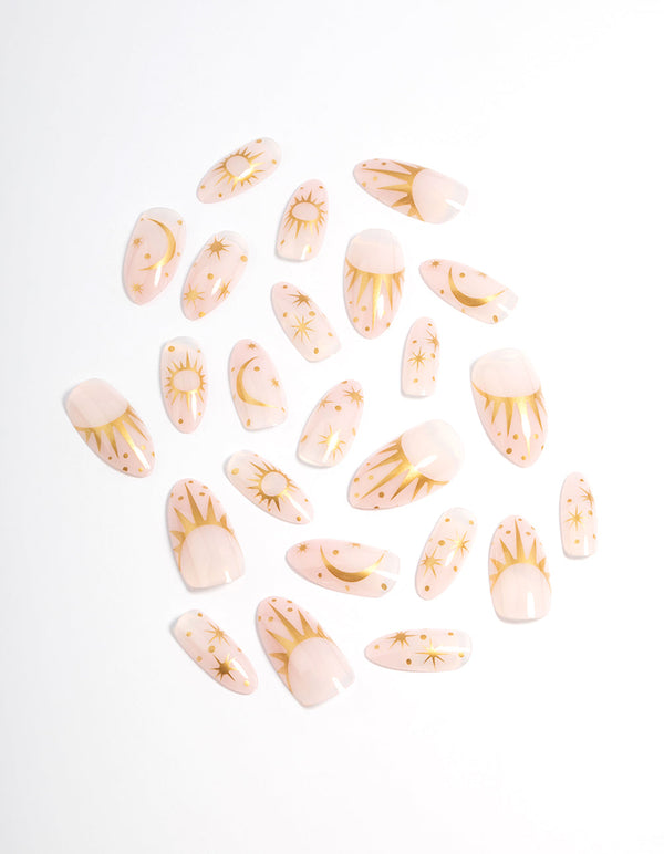 Plastic Gold Cosmic Press On Nails