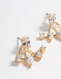 Gold Plated Cubic Zirconia Fan Jacket Earrings - link has visual effect only