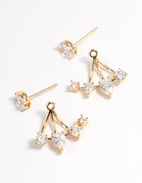 Gold Plated Cubic Zirconia Fan Jacket Earrings - link has visual effect only