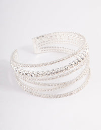 Silver Criss Cross Cupchain Cuff Bangle - link has visual effect only