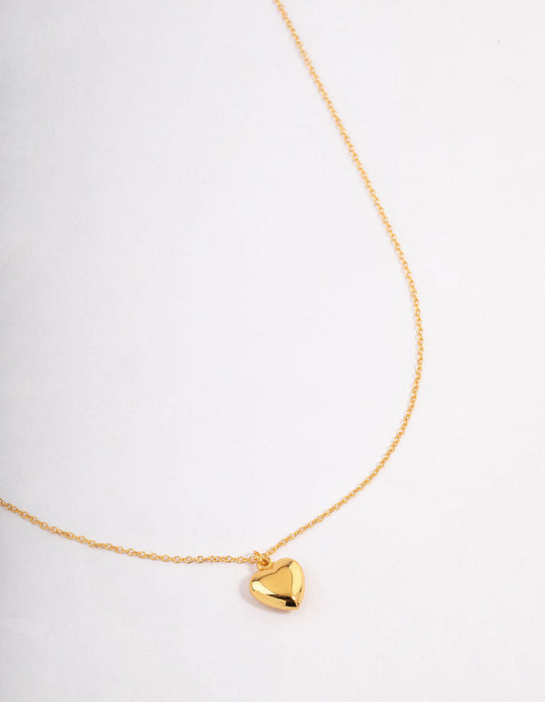 Gold Plated Sterling Silver Puffed Heart Necklace