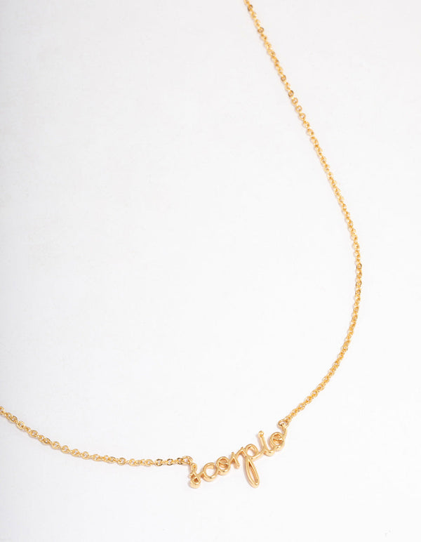 Gold Plated Scorpio Script Pendant Necklace