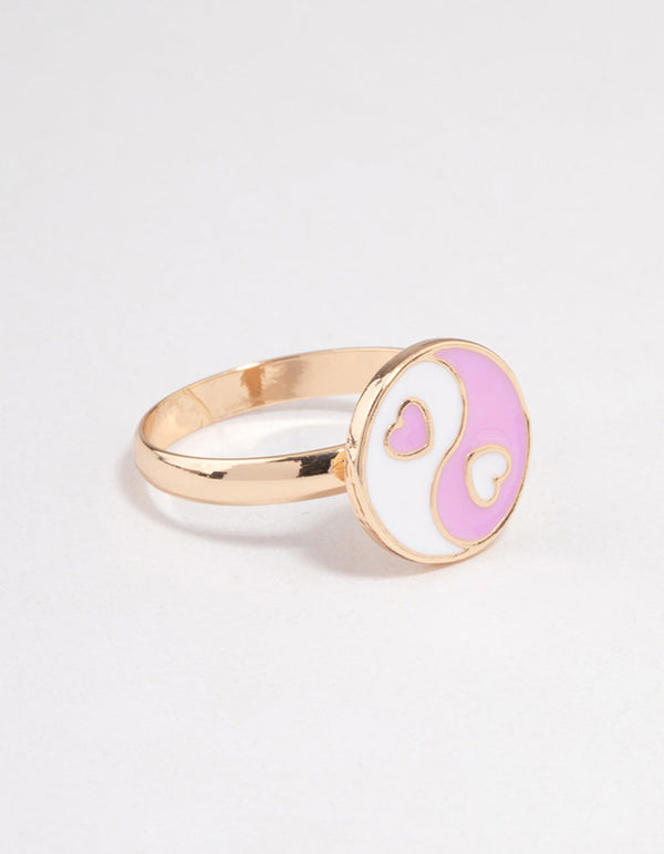 Pink Yin & Yang Heart Ring