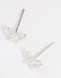 Sterling Silver Butterfly Cubic Zirconia Stud Earrings - link has visual effect only