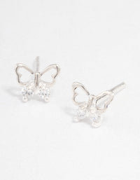 Sterling Silver Butterfly Cubic Zirconia Stud Earrings - link has visual effect only