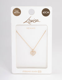 Gold Plated Sterling Silver Pave Cubic Zirconia Heart Necklace - link has visual effect only
