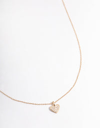 Gold Plated Sterling Silver Pave Cubic Zirconia Heart Necklace - link has visual effect only