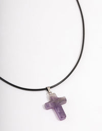 Gold Amethyst Cross Pendant Necklace - link has visual effect only