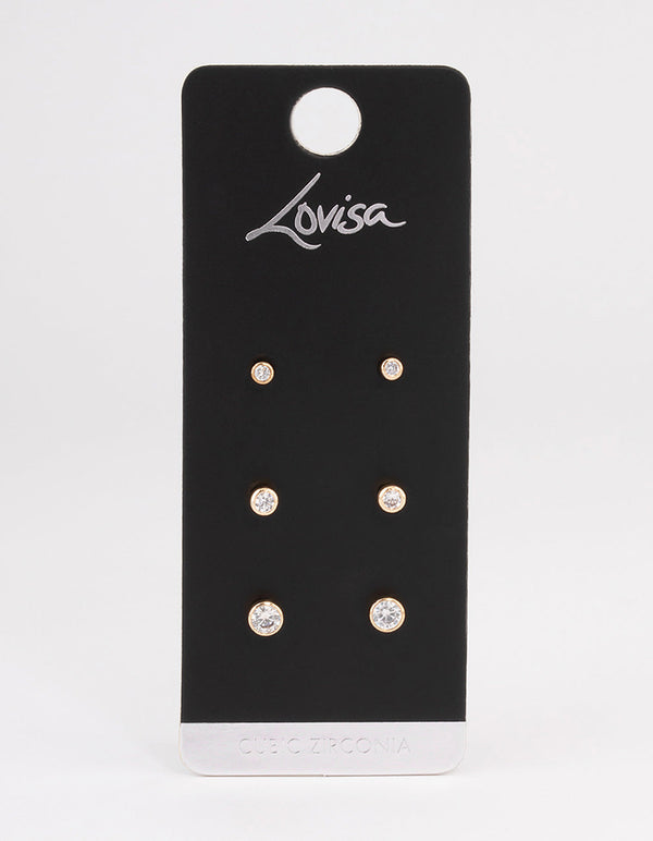 Gold Outline Stud Earrings Pack