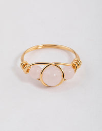 Gold Plated Wrapped Triple Stone Ring - link has visual effect only