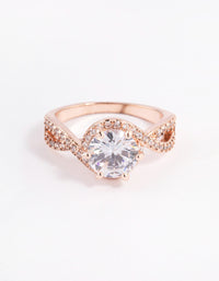 Rose Gold Round Infinity Halo Ring - link has visual effect only