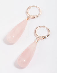 Rose Quartz Organic Triangle Hoop Earrings - link has visual effect only