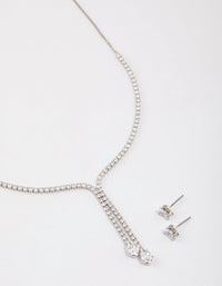Rhodium Cupchain Y-Neck Jewellery Set - link has visual effect only