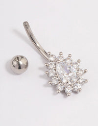 Surgical Steel Cubic Zirconia Pear Statement Belly Ring - link has visual effect only