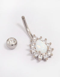 Surgical Steel Opal & Diamante Teardrop Belly Ring - link has visual effect only