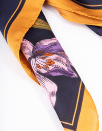 Navy Fabric Flower & Ribbon Scarf - link has visual effect only