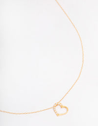 Gold Plated Sterling Silver Cubic Zirconia Half Paved Heart Necklace - link has visual effect only