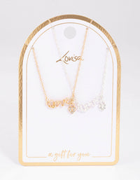 Mixed Metal Love Script Necklace Pack - link has visual effect only