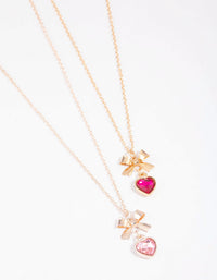 Mixed Metal Heart & Bow Necklace Pack - link has visual effect only