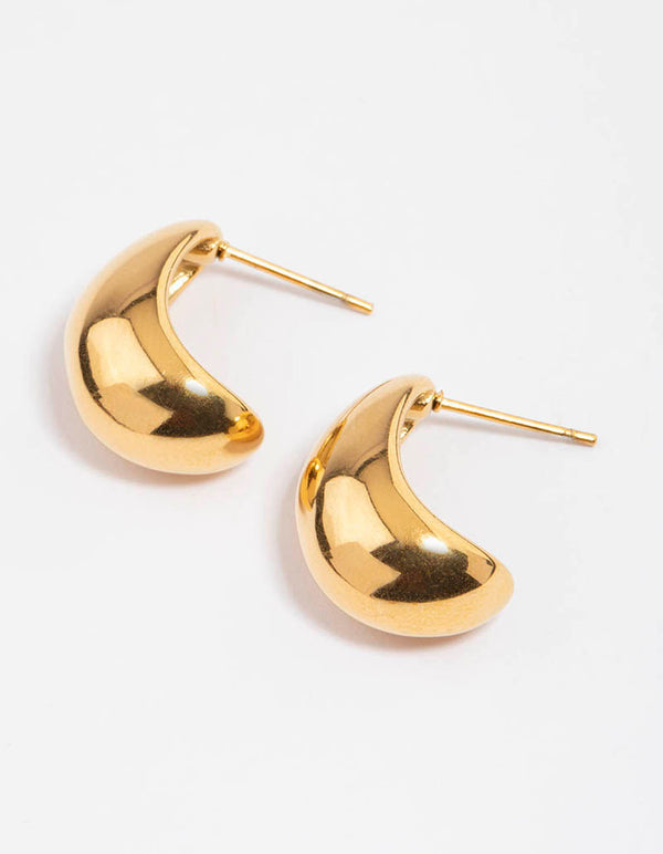 Gold Plated Stainless Steel Small Bubble Hoop Earrings
