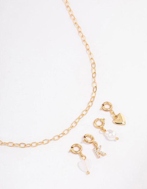 Letter K Gold Plated Layered Diamante Initial Necklace - Lovisa