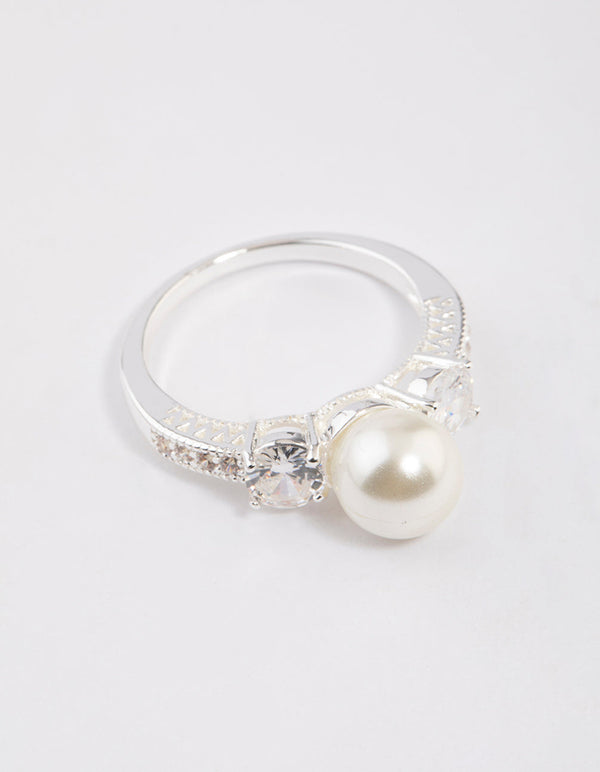 Silver Plated Enchanting Pearl Ring