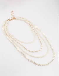 Gold Multi-Row Mixed Pearl Necklace - link has visual effect only